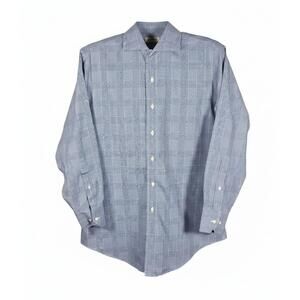 Brooks Brothers Regent Non-Iron White Royal Blue Cross Stitch Shirt 16-2/3 Large